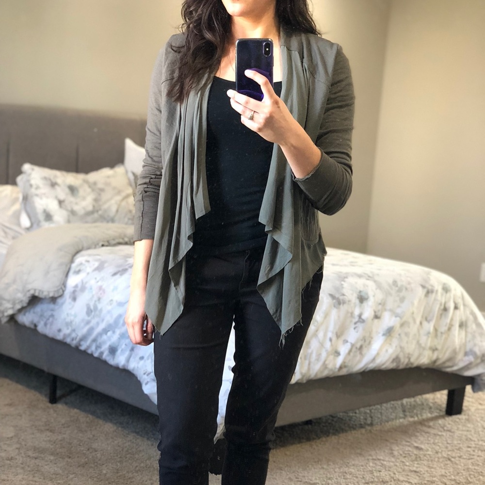 BKE Olive Green Layered Cardigan XS